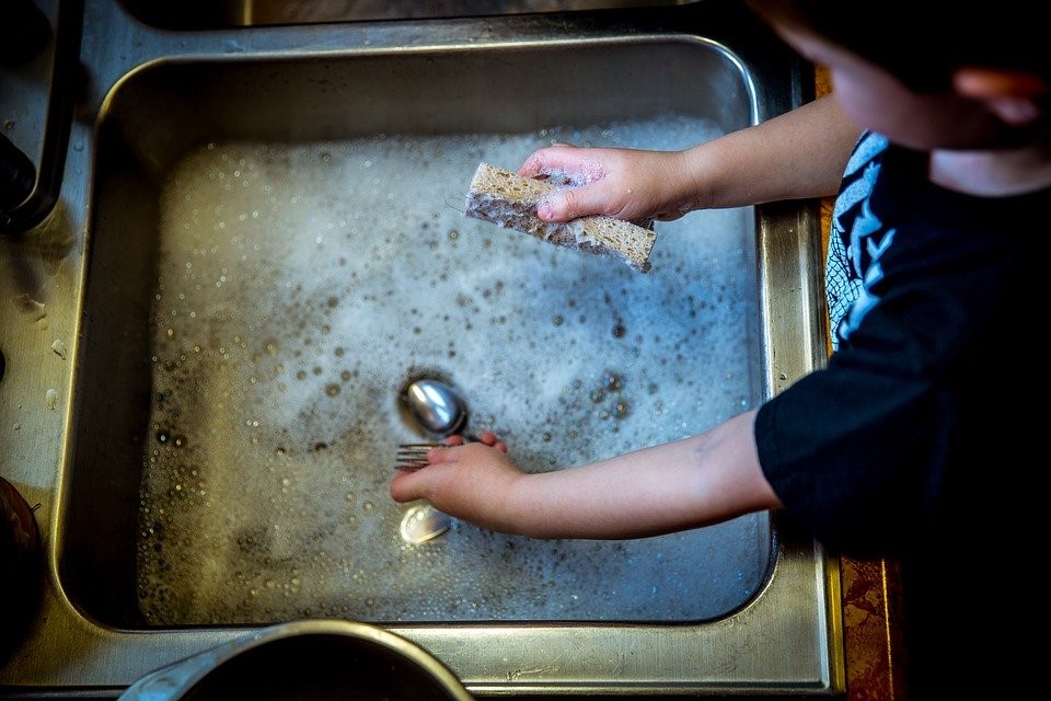 washing dishes