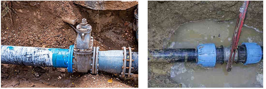 A comparison of leaking commercial sewer line before and after line repair