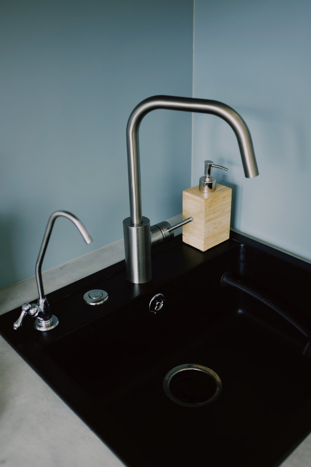 An exterior shot of a kitchen sink