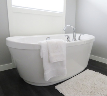 Stand-alone tub installed in new shower room