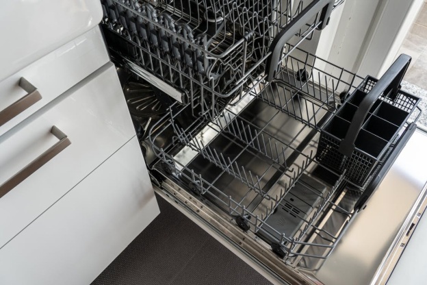 A black and grey dishwasher