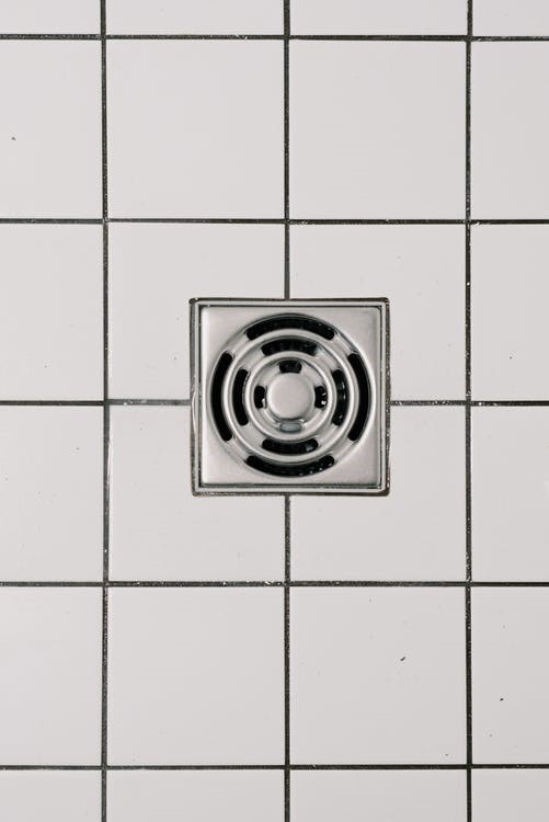 drain on a tiled floor